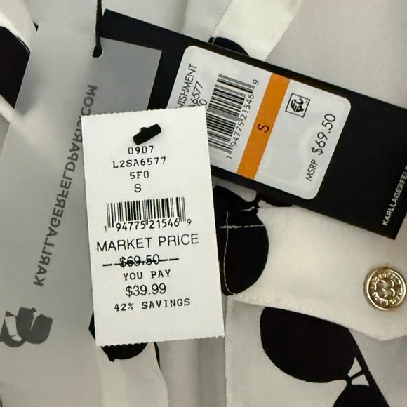 Karl Lagerfeld Paris Sunglasses Blouse size Small NWT - Picture 6 of 10